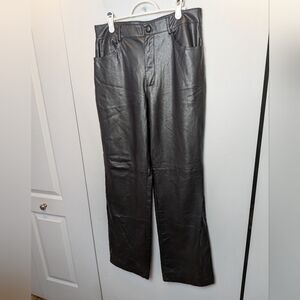 ZARA Women Simili Leather Pants Size Medium Straight Leg Loose Fit Black